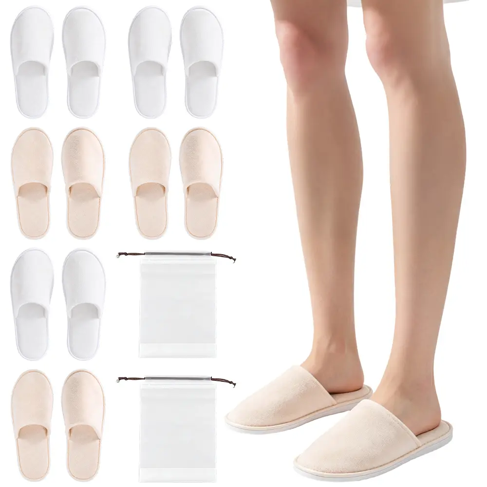 6 Pairs Guest Slippers Disposable For Guests Washable Reusable for Women Men House Indoor Bathroom Bedroom Hotel