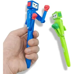 2-Piece Robotic Boxing Pens, Office Stationery Ballpoint Pens with Funny Punching Function and Crisp Click Sound, Robotic Pen, Crisp Sound