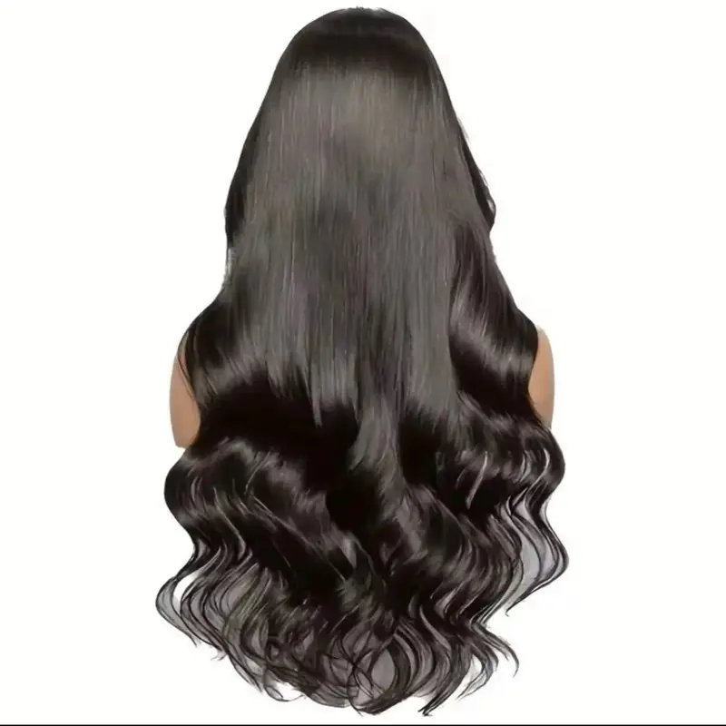 Virgin Human Hair Lace Front Loose Curl Sheitel Jewish Poxie Long Straight Black Woman Wig Korea With Bang