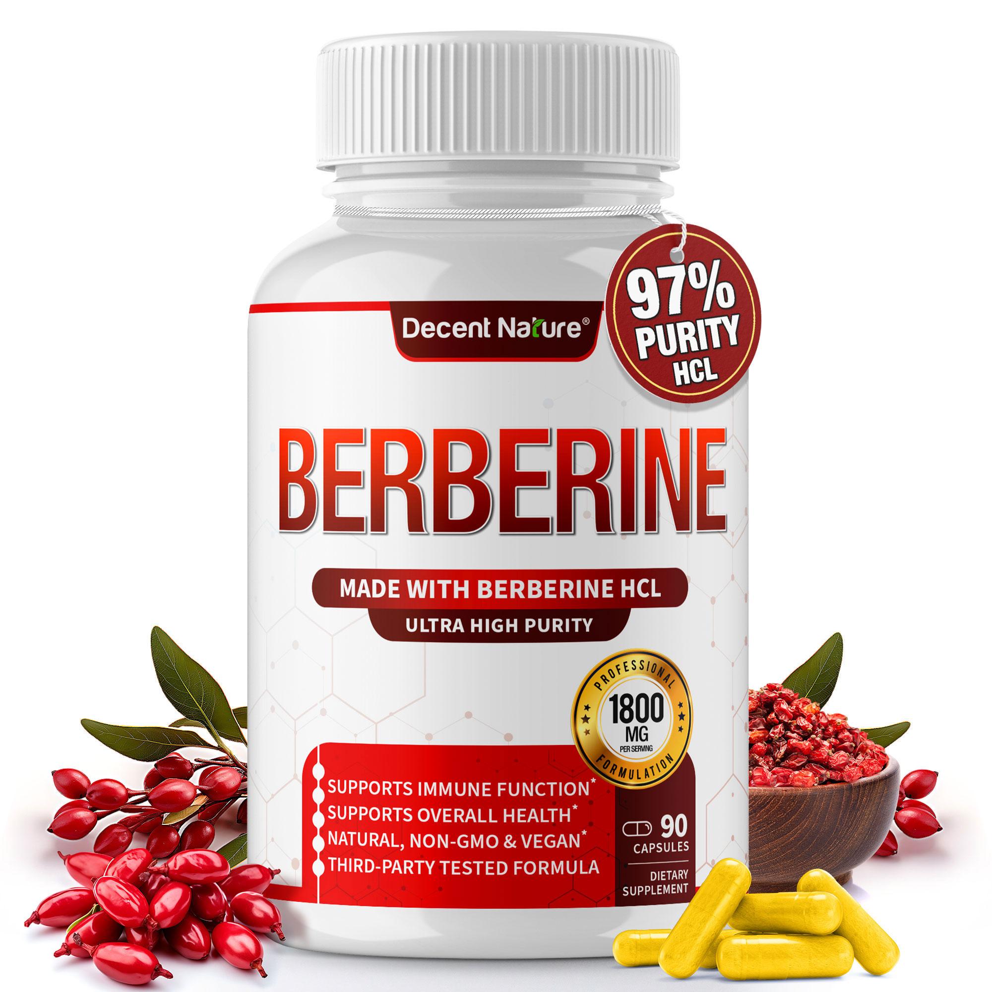Berberine Supplement 1800mg Berberine hcl 97% Purity 90 Capsules Fitness Edible
