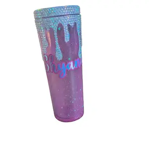 Snowglobe Drip Tumbler - Perfect for Your Beverage - Drinkware, Bottles Cup Bottled Water Bottles Rhinestone Mug Reusable Portable Washable pinkwater bottle plastic