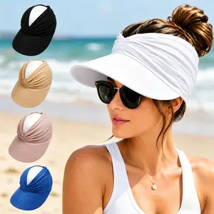 Ponytail-Friendly Wide Brim Sun Visor – Lightweight Packable, Quick-Dry Breathable Casual Outdoor Hat for Ladies