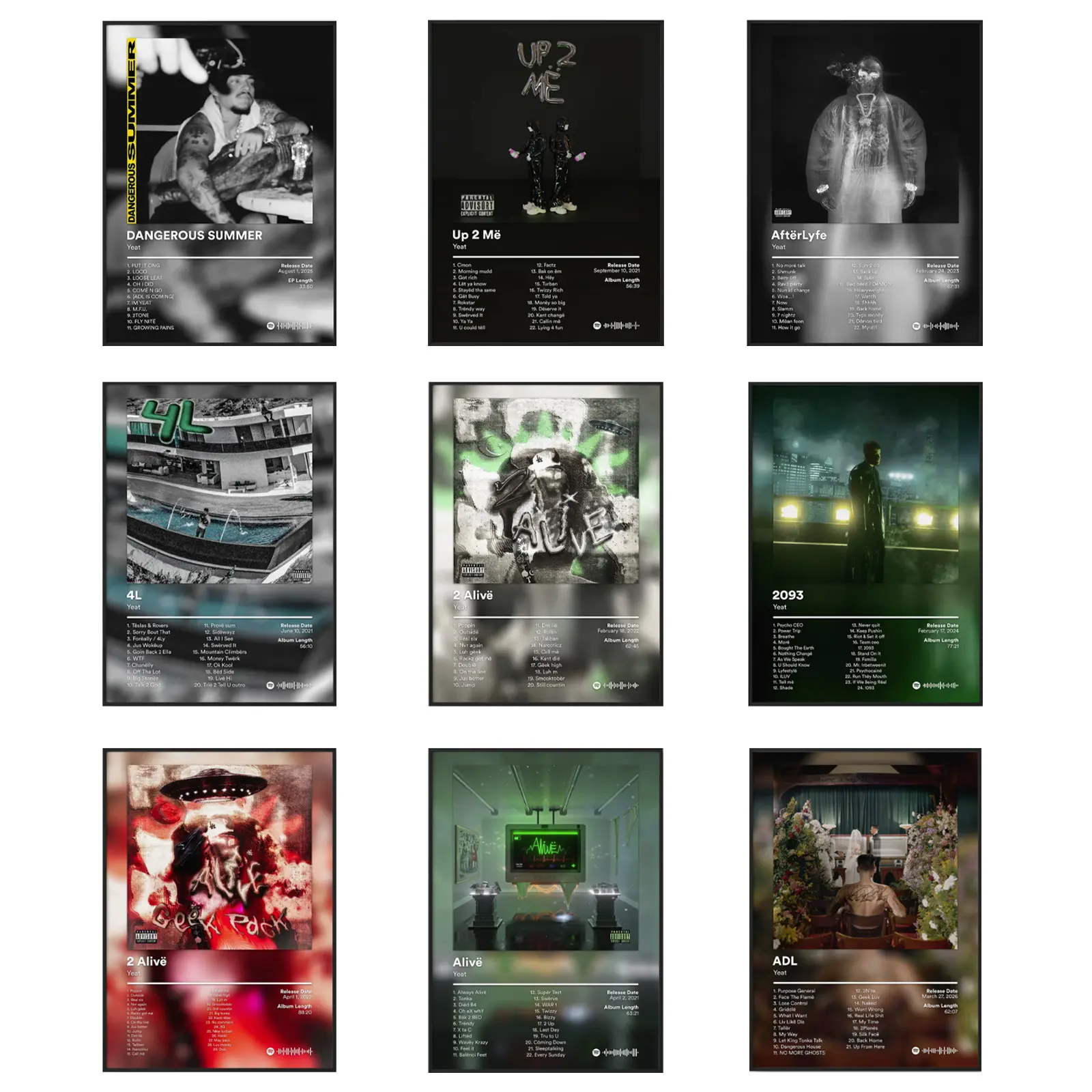 YEAT Album Music Cover Poster 2Alive Rap Premium Wall Art Poster Unframed HD Print Home Office Decor Unique Trendy Gift