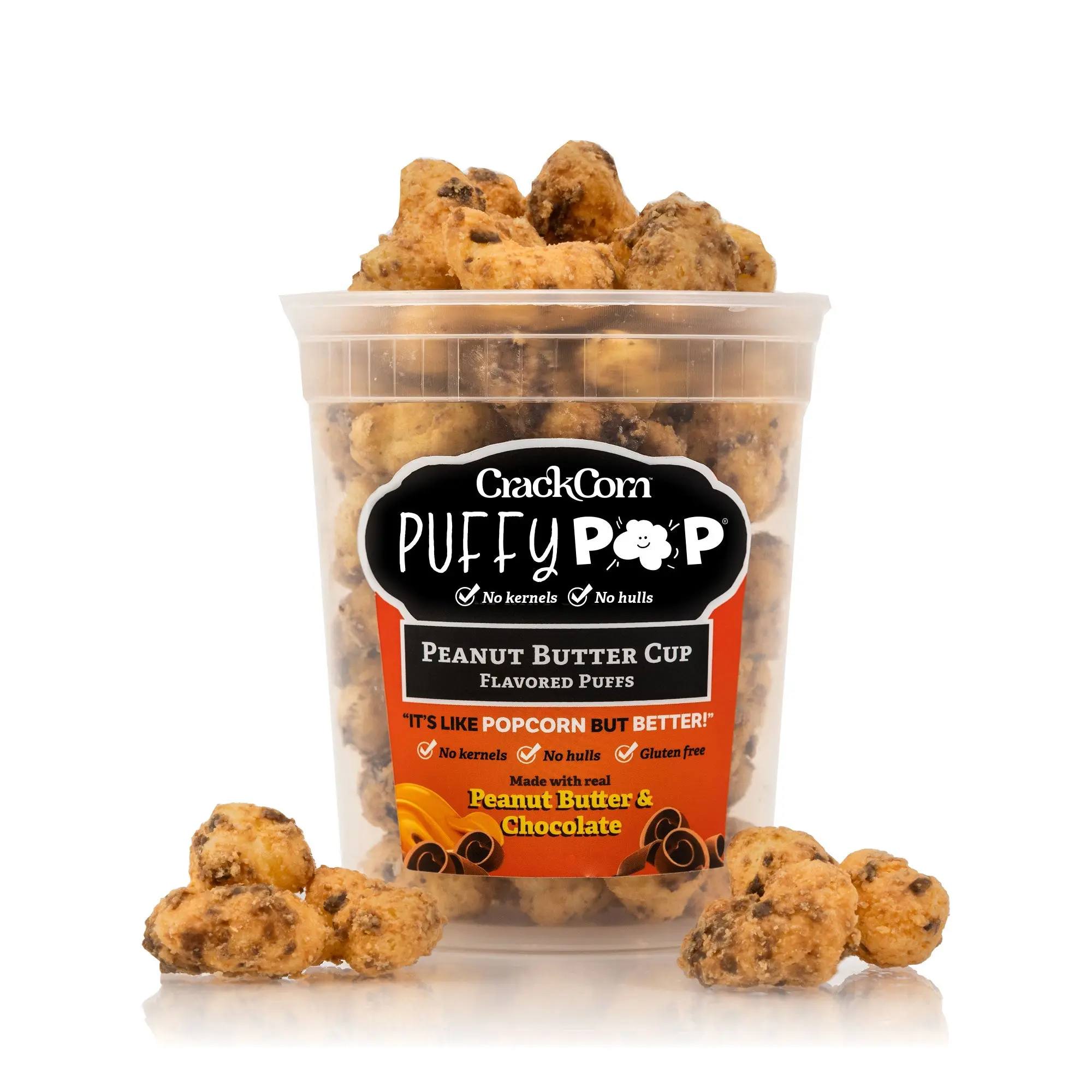 Peanut Butter Cup (GF) Puffy Pop Popcorn Puffs - No Kernels, No Hulls - Easy to Eat Snack Peanut Butter Cup (GF) Puffy Pop Popcorn Puffs - No Kernels, No Hulls - Easy to Eat Snack