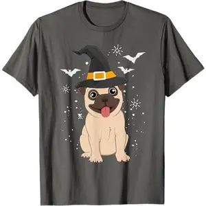 Pug Witch Halloween Dog Puppy Outfit Costume Trick or Treat T-Shirt
