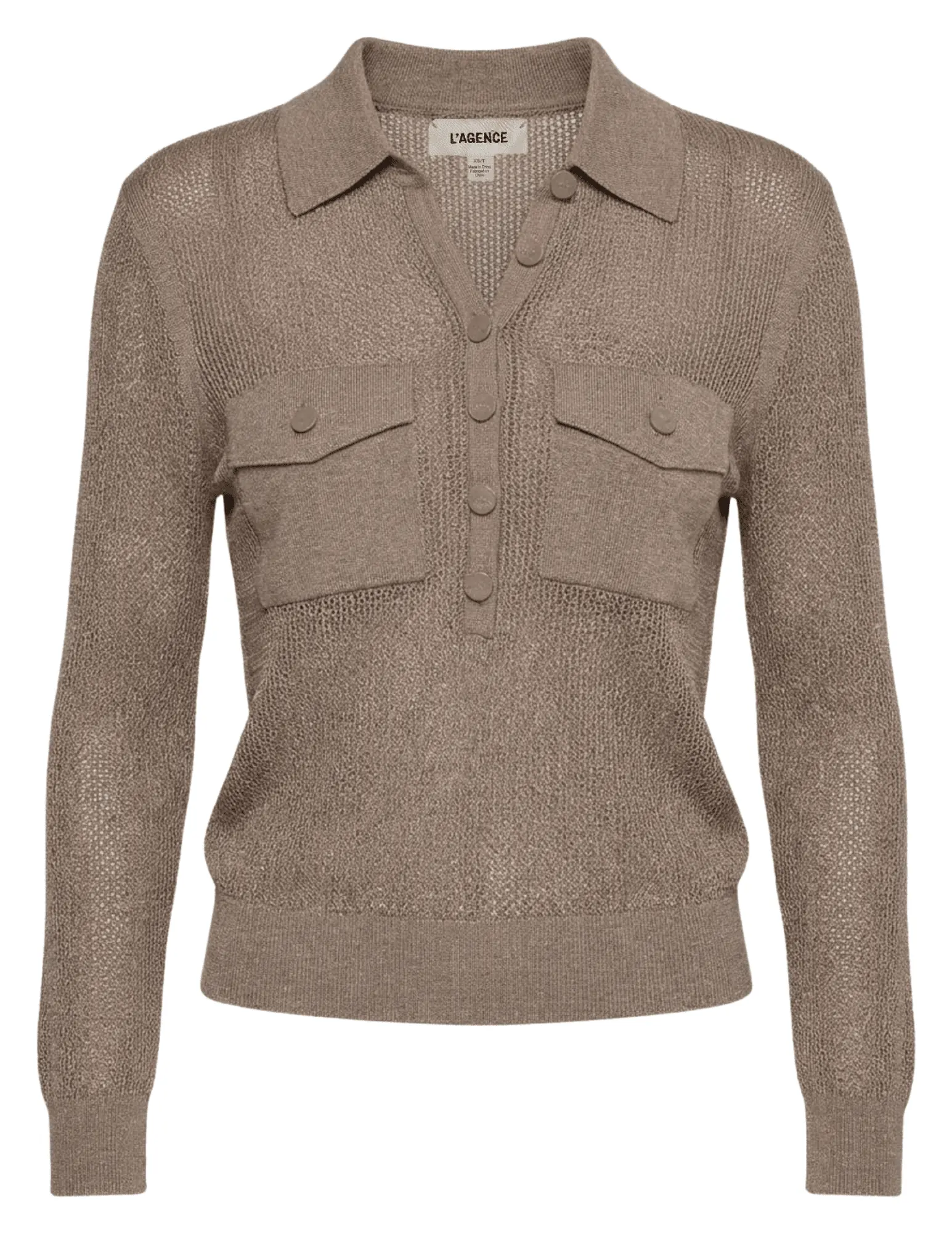 L'AGENCE Carine Pointelle Sweater in Mushroom