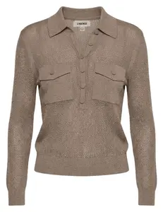 L'AGENCE Carine Pointelle Sweater in Mushroom