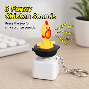 Chicken Keyboard Fidget Gadget with 3 Sound Modes and LED Lights, Rechargeable Funny Prank Stress Relief Item for Office, Party and Gift Giving