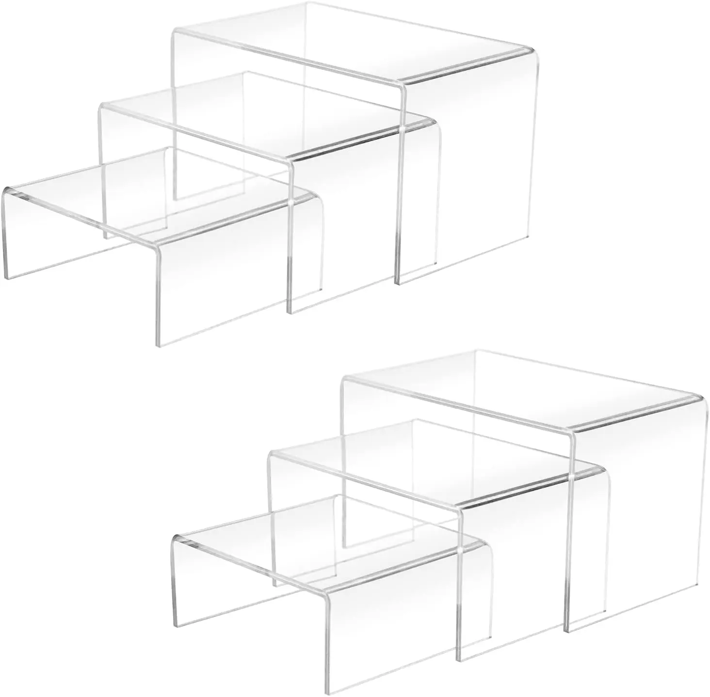 2 Sets  Display Risers(3",4",5") Clear Product Stand,Cupcakes Holder Dessert Transparent Showcase Stands, Candy Bar Risers, Lifts for Figures