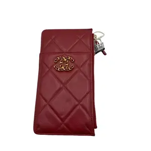Pre-owned CHANEL france wallet H1 red diamond pattern gold standard c c H03878