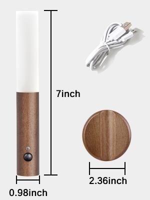 Wooden Motion Sensor Lights Indoor, Magnet Body Hallway Rechargeable LED Wireless Battery Operated Wall Sconce, Portable Decor Torch Night Lighting for Bedroom (Walnut Wood 2PCS)