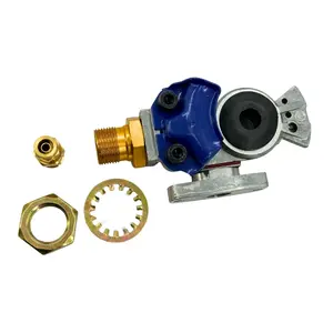 TORQUE Service Gladhand Blue with Shut-Off Valve | Aluminum Air Brake Coupling 3/8" Service Connector for Semi-Truck & Trailer | Replaces Velvac 035094 (TR035094)