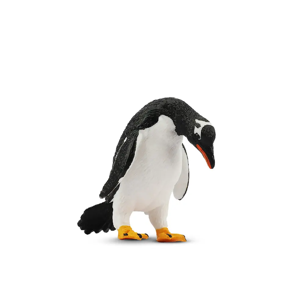 Toymany Hand-Painted Plastic Gentoo Penguin Figurine - Realistic Bird Model for Early Education, Montessori Sensory Play, Cake Decor & Desk Décor, Thoughtful Gift for Collectors