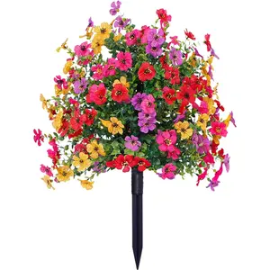 Artificial Flowers with Ground Spikes Creative Outdoor Indoor Garden Home Decoration Porch Patio Wedding Party Decor (Multi-Color, 60cm/23.62inches)