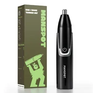 MANSPOT Men's Nose & Ear Hair Trimmer - Single Item, Painless Lithium Ion Rechargeable Battery, 8000-RPM Motor, Double Edge Blades, IPX6 Waterproof, USB-C Charging, 90min Runtime, Detachable Head for Personal Care