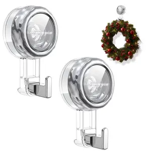 Two suction cup hooks, non-destructive installation, no need for drilling, strong vacuum grip, no holes on the wall, easy to install and disassemble, waterproof and rust proof, strong load-bearing capacity, keep towels/accessories neat