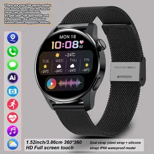 High-looking smart watch, 1.53-inch touch screen wireless calling, over 100 sports modes and watch faces, AI voice assistant, compatible with Android and iPhone, fitness watch wearable device, Milan stainless steel strap waterproof watch.