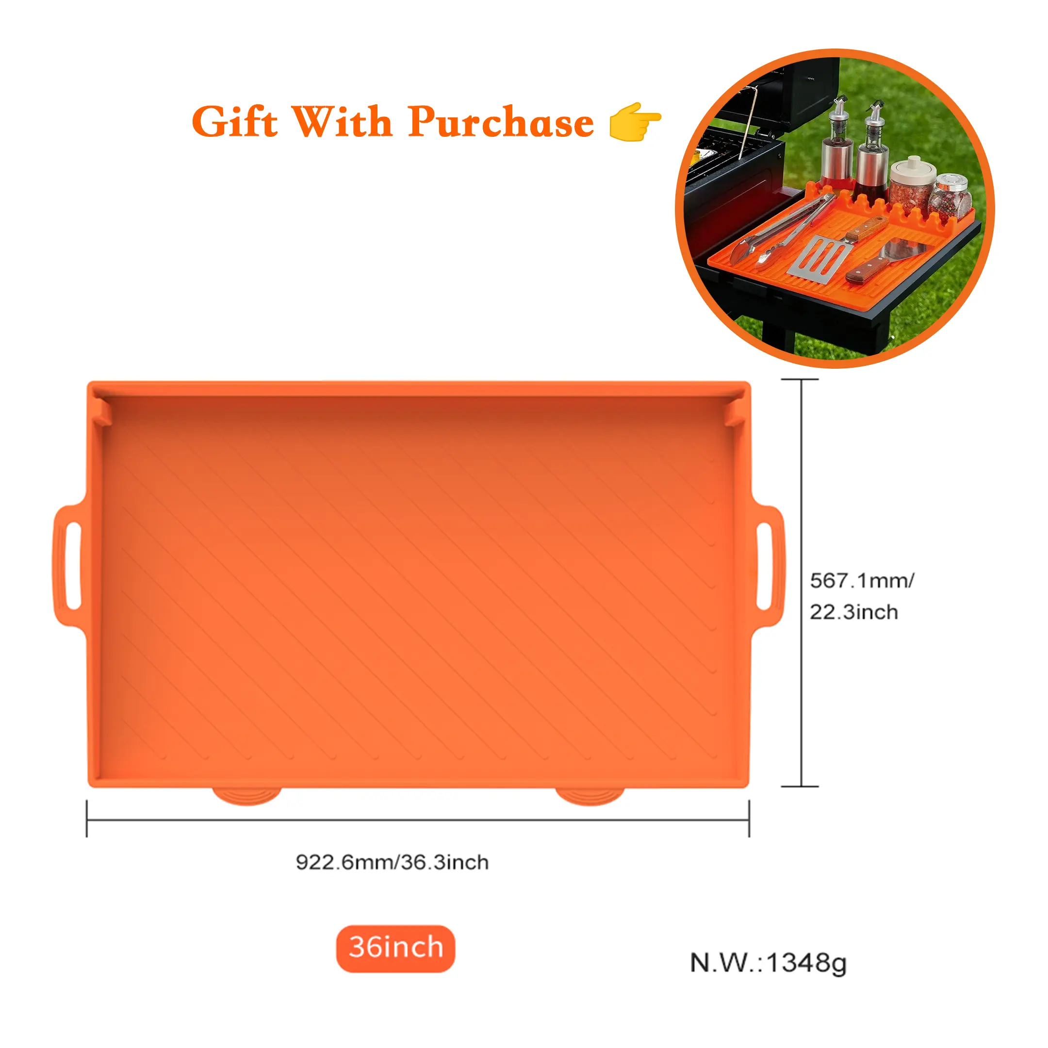 36'' Orange Griddle Cover Mat