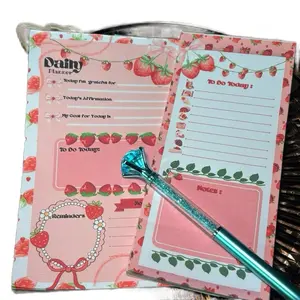 Strawberry Stationery Set: Daily Planner & To Do Notepad