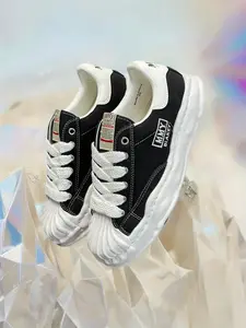 Sweet Couple Shoes Mmy Dissolving Height Increase Canvas Shoes Vintage Versatile, Casual Patchwork Low Top Textile Sneakers