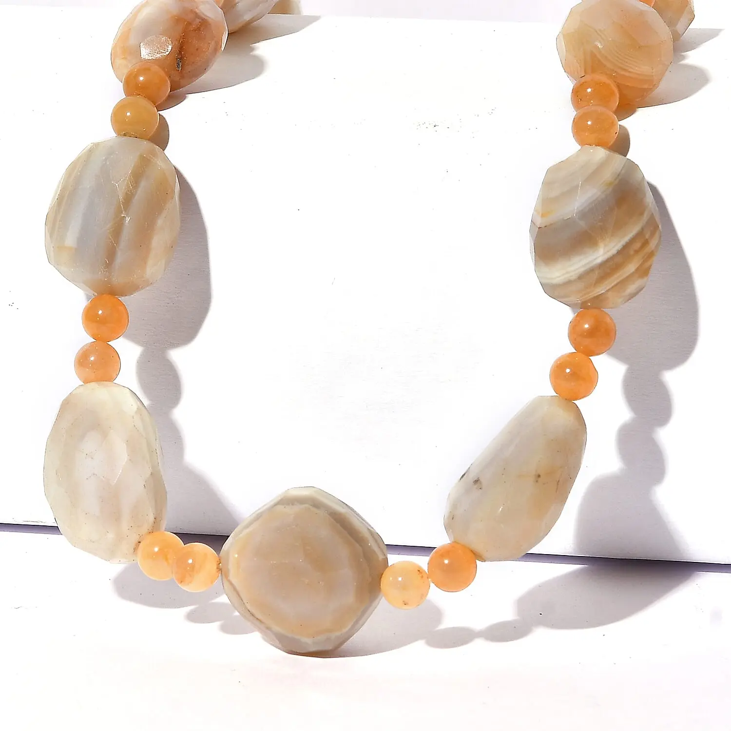 EverTrue Yellow Aventurine, Banded Agate Beaded Necklace (18-19 Inches) in 18K YG Plated 475.00 ctw