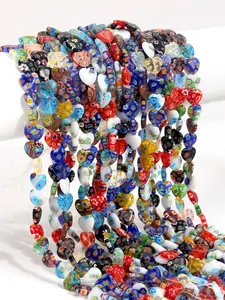 Colorful Heart Flower Glass Beads 12x12mm, Bead Assortment, Perfect for DIY Jewelry Making & Crafting, Ideal for Handmade Necklace/Bangle