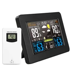 Wireless Smart Weather Station, Digital Color Forecast Clock w/ Outdoor Sensor, Accurate Indoor Outdoor Temp Humidity Pressure Gauge, Alarm Time Date Lunar Phase Display, Multifunction Home Office Practical Gift