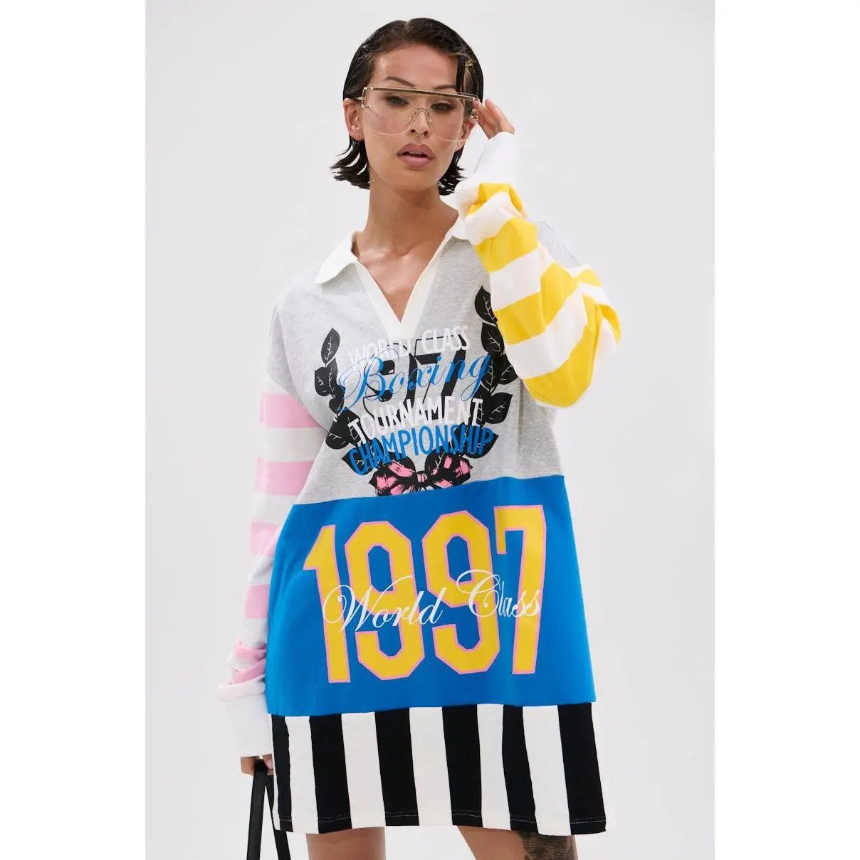 HERE FOR THE DRINKS PRINTED TSHIRT DRESS