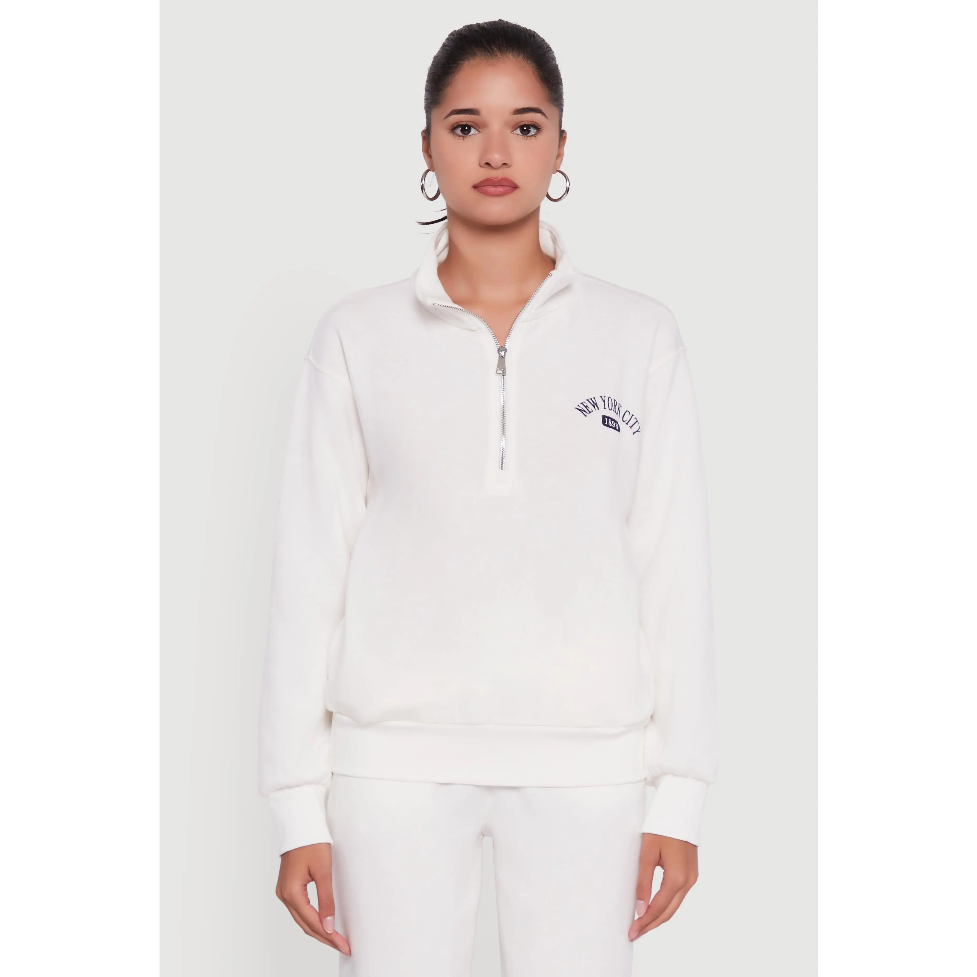 Mock Neck Half Zip New York City Graphic Sweatshirt