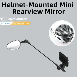 360° Adjustable Bike Helmet Mirror, Rearview Mirror - Lightweight ABS Wide-Angle Convex Lens for Enhanced Rear Visibility, Fit for Cycling, Mountain & eBikes (Black) - Safety Gear & Gift, Compact Design, Durable Construction, Road Cyclists