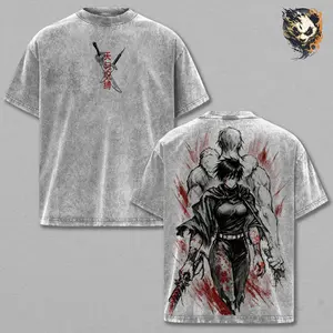 Maki Zenin Washed Tee – Jujutsu Kaisen Anime Manga T-Shirt, Heavenly Restriction Warrior Graphic Tee, Vintage Washed Heavy Cotton, Unisex Oversized Streetwear Shirt