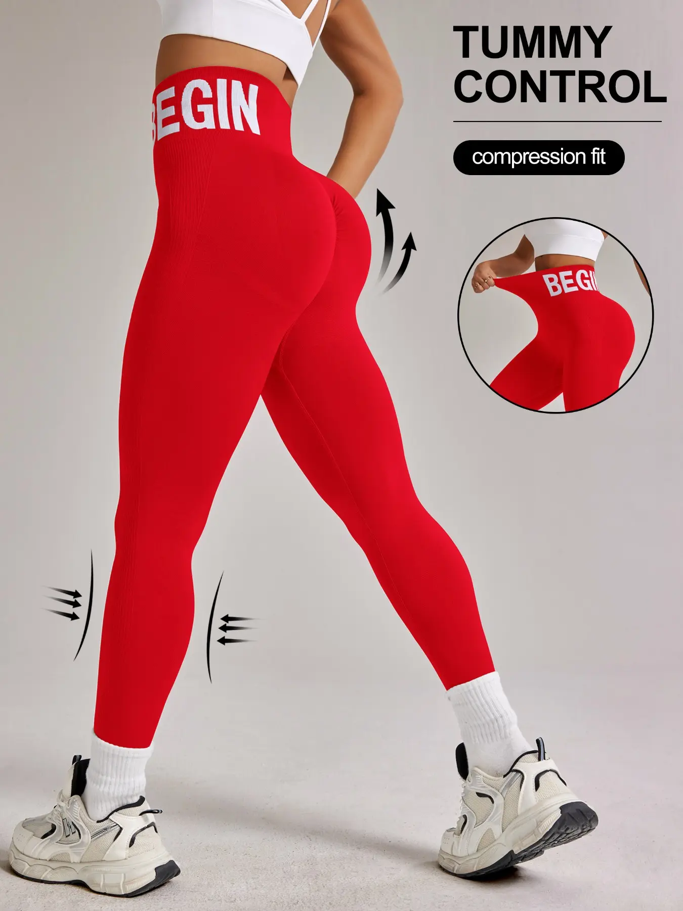 Shein Sport Studio Seamless High Waisted Sports Leggings, Letter Pattern, Sporty Style, All Seasons, Women's Workout Bottoms, Fitness Tights