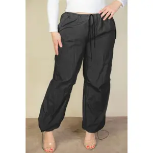 Plus Size Drawstring Waist Parachute Pants