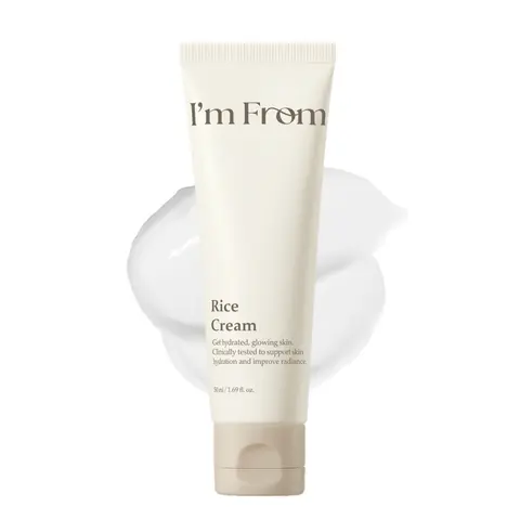 I'm From Rice Cream - Unscented Plant-Based Facial Barrier Moisturizer, Hydrate with Rice Water & Ceramide, Lightweight for Adults' Dry Sensitive Skin, Evening Daily Korean Skin Care, 1.69 fl oz
