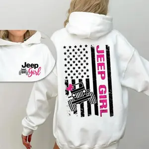 Hoodie Cute Off-Road American Flag Pattern Hoodie Casual Street Style Fleece Pullover Hoodie Trendy Top Unisex