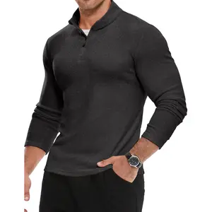 Dokotoo Men's Quarter Zip Pullover Fleece Lined Long Sleeve Solid Color Shirts 1/4 Half Zip Sweatshirts Casual Stylish Outdoor Tops Soft and Comfortable