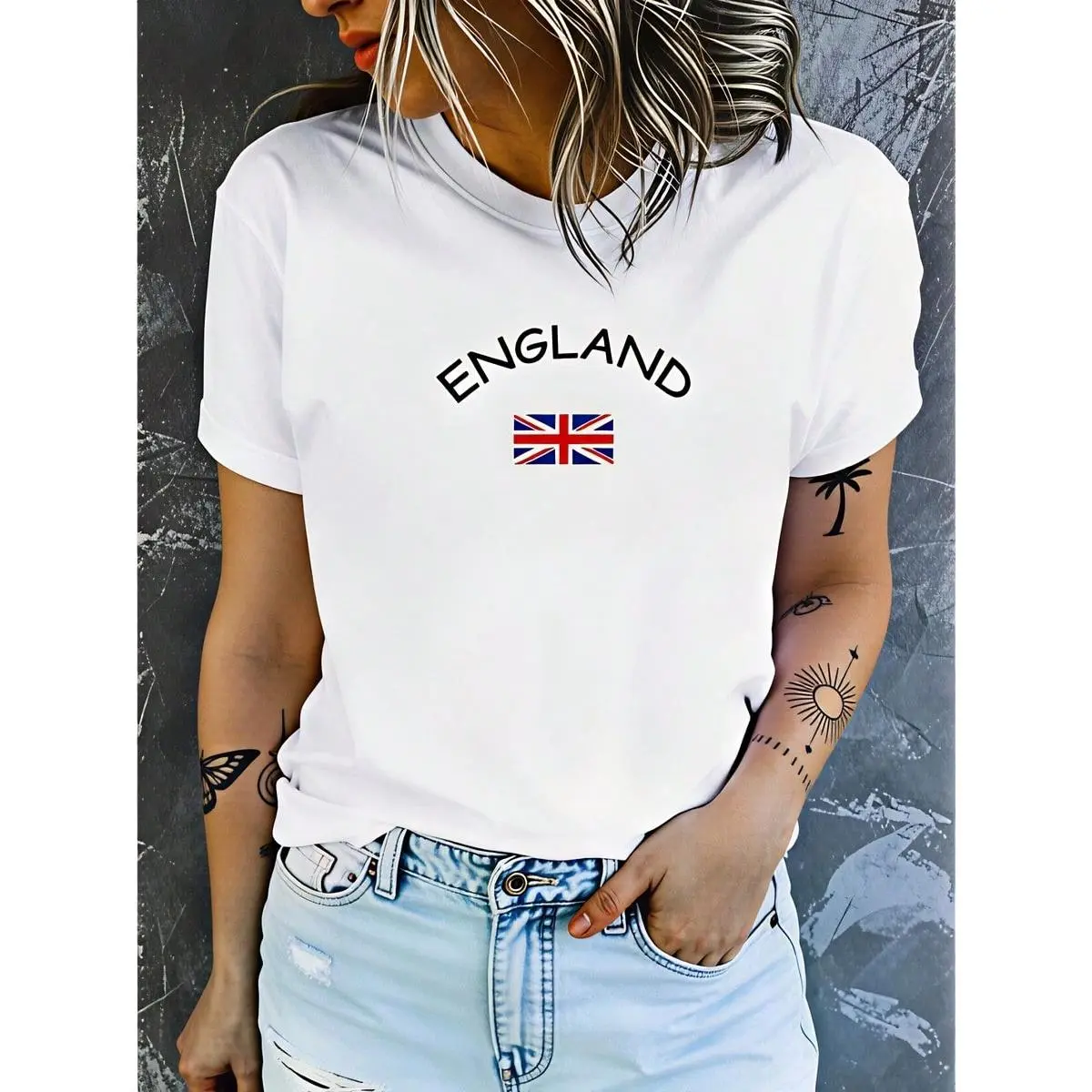 England Flag, Women's T-Shirt, England Text And Union Jack Design, Pure Cotton T-Shirt, Casual Summer Wear, National Pride Celebration, Gift For Frien