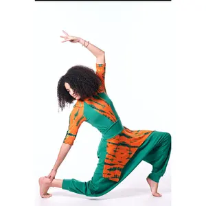 Harem Pants – Green with Batik Print Waist | Praise & Prophetic Dancewear | ARISE Collection
