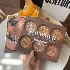 6 Color Highlighter Makeup Palette, Bronzer, Deep Tone Glitter Shimmer Pressed Powder, Full Face Coverage Brightening, Perfect for Dark Skin, Festivals & Parties, Cosmetic