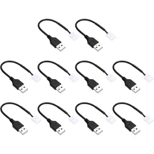 LED Strip Connector , 10 count USB to 2 Pin Quick Solderless Adapter Extention Wire Power Cord for 3528 8mm Width Strip Lighting