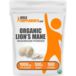 BulkSupplements - Organic Lion's Mane Powder - Certified Organic - Edible - Mushroom Powders - 500g - 1g per Serving