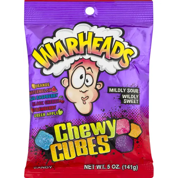 WARHEADS Sour Chewy Cubes Candy, 5 oz Bags, 12-Count Case