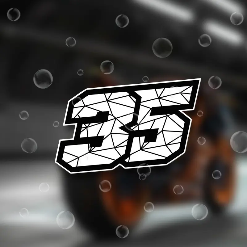 1PC "Geometric Line Number 35" Street Trendy Moto Racing Number Sticker For Skateboard/Car Door Street Moto Racing Goodie Adds Trendy Hardcore Vibe Top For Street Trendy Moto Racing Style Fans