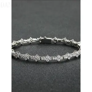 1 pcs Gold & Silver Crystal Tennis Bracelets for Unisex - Hip Hop Cubic Bracelet, Sparkling Elegant Jewelry, Classic Commemorative Gift for Birthday, Anniversary, Special Occasions