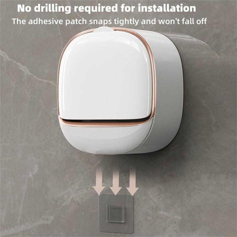 Soap Dish with Drainage Box, Antimicrobial Wall Mounted Soap Holder for Shower, Keep Soap Bars Dry, Waterproof Soap Box with Flip Lid for Shower Bathroom Home Goods White