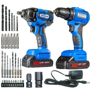 ACDelco Power Tool Combo Kit with 2 Batteries Cordless Drill Impact Driver Tool