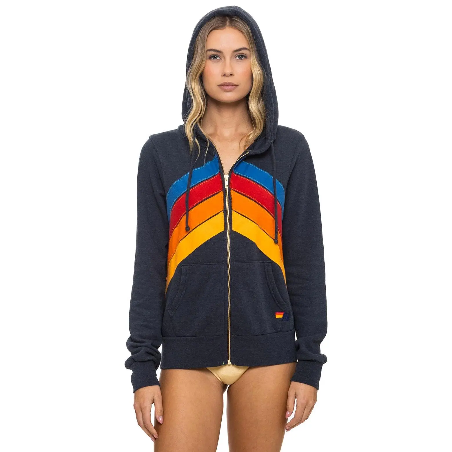 MOUNTAIN STITCH CHEVRON 4 ZIP HOODIE - CHARCOAL