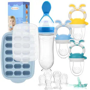 Baby Breastmilk Popsicle Molds & Baby Fruit Feeder  Silicone Food Freezer Tray Storage Containers Infant Food Pacifier Feeder and Teether for Babies Easter Bunny Gifts for Boys and Girls