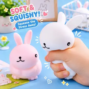 Cute Rabbit Squishy Toy, Slow-Rising Bunny Sensory Fidget Toy, Soft Squeeze Animal Toy for Desk, Easter Basket, Party Favor