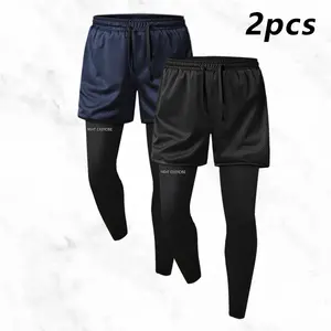 Men's Athletic Pants with Trendy Sporty Mesh Shorts & Slim Leggings Adjustable Drawstring Waistband Breathable Fabric Perfect for Gym Workouts Running Training Everyday Activities